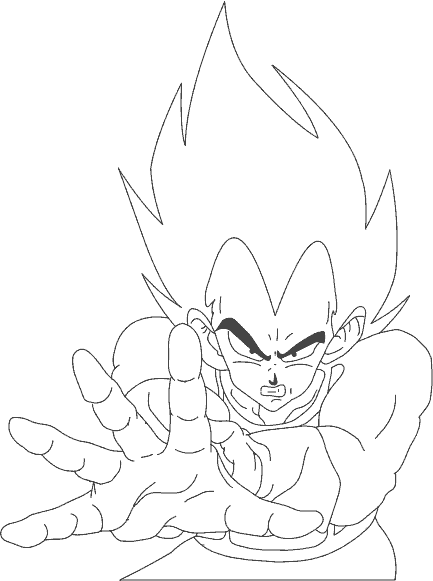 coloriage Vegeta lancant une boule de feu